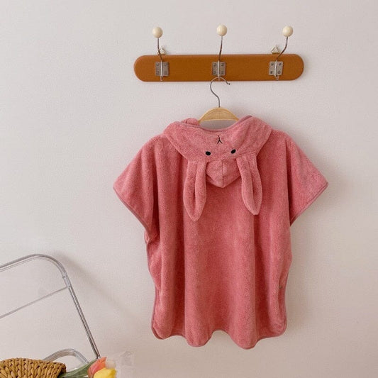 Cape de Bain Fille en Coton Rose