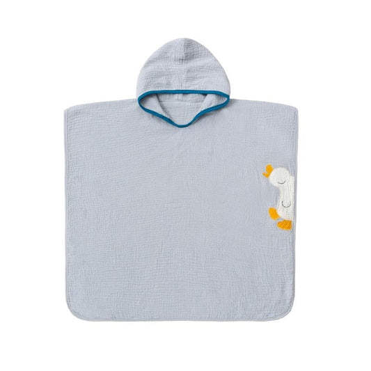 Cape de Bain en Gaze de Coton Bleu