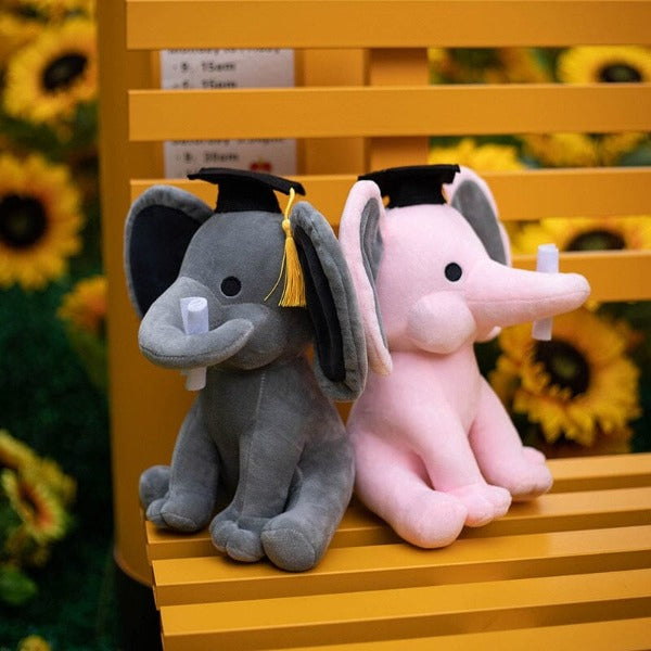 Magesty Eléphant™ Peluche doudou avec chapeau de graduation